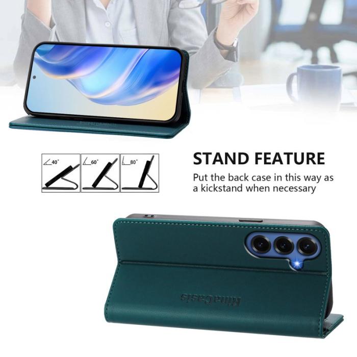 OEM - RINACASIS Samsung Galaxy S26+ Plånboksfodral Konstläder RFID Skydd - Grön