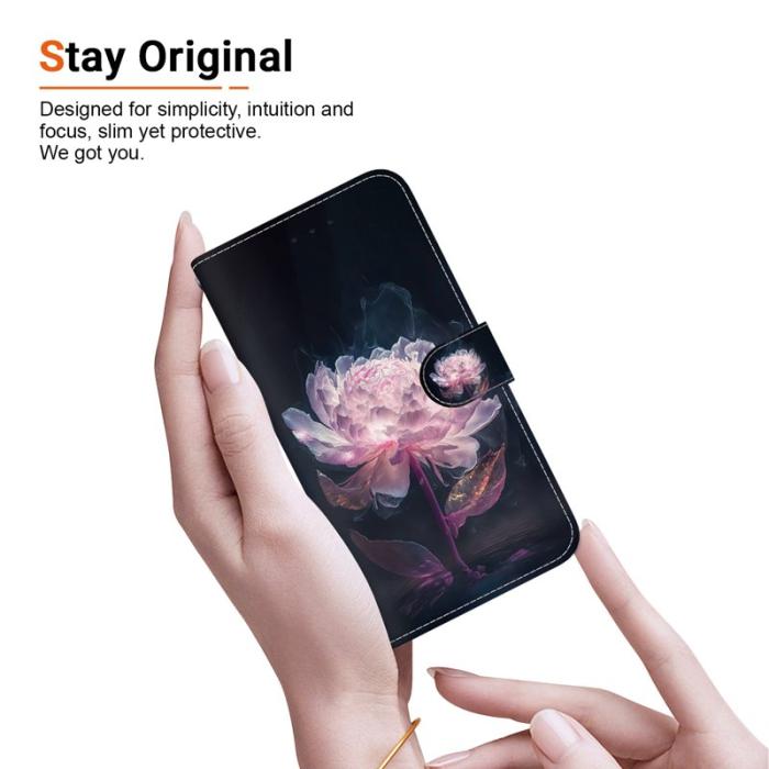 OEM - Samsung Galaxy S26 Plånboksfodral Anti-Drop Mönstertryck Konstläder - Lila Peony