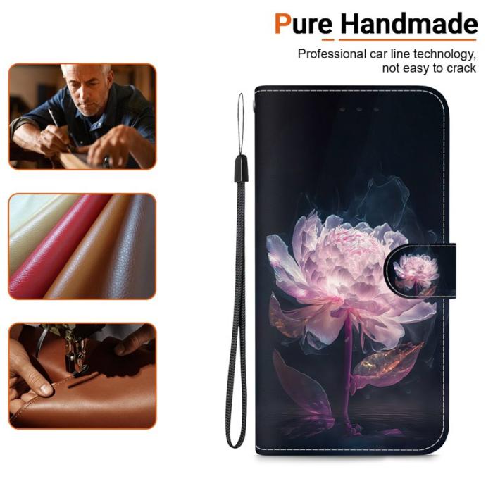 OEM - Samsung Galaxy S26 Plånboksfodral Anti-Drop Mönstertryck Konstläder - Lila Peony