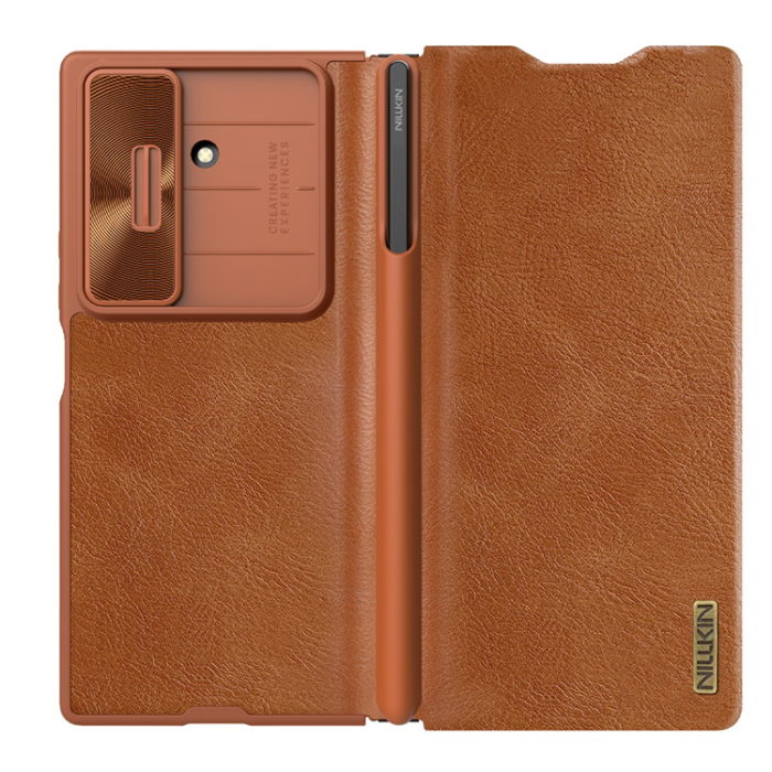 Nillkin - Nillkin Galaxy Z Fold 7 Plånboksfodral Qin Pro - Brun