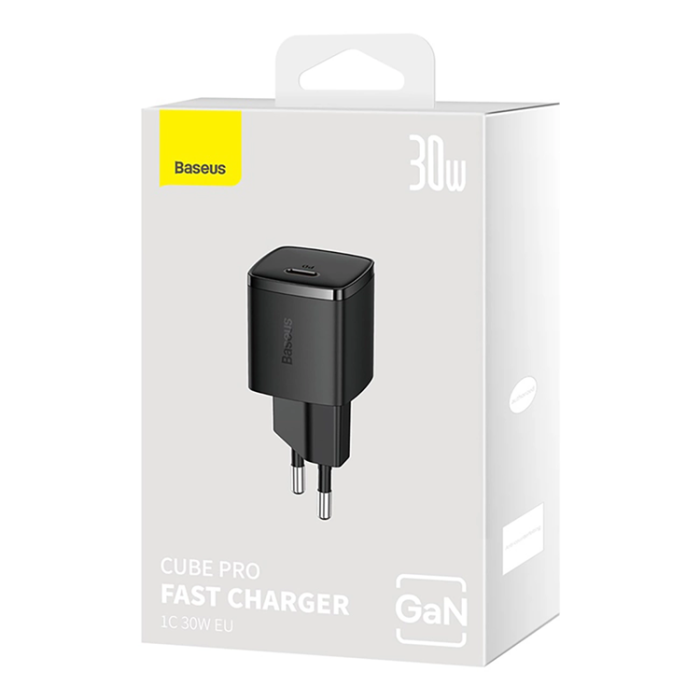 BASEUS - Baseus Snabbladdare 30W USB-C Cube Pro - Svart