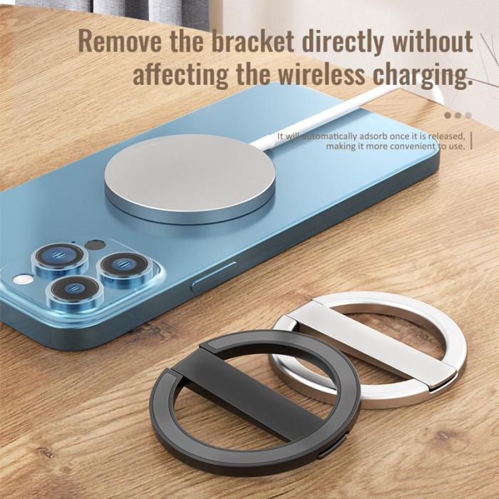 R-JUST - R-JUST SJ20 Ring Form Magnetisk Mobiltelefonhållare - Svart