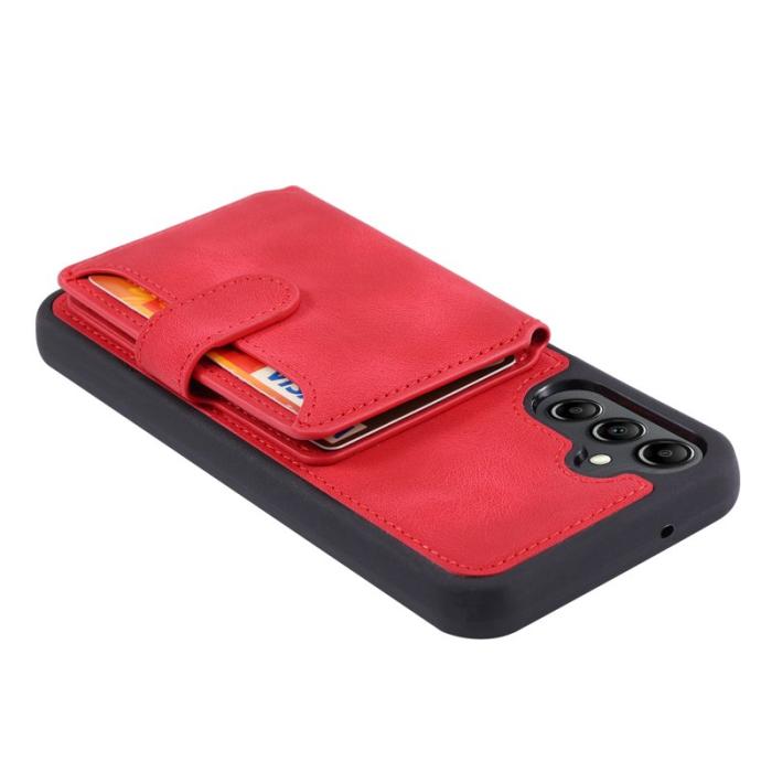 OEM - Plånboksfodral för Samsung Galaxy S26 TPU + Äkta läder - Röd