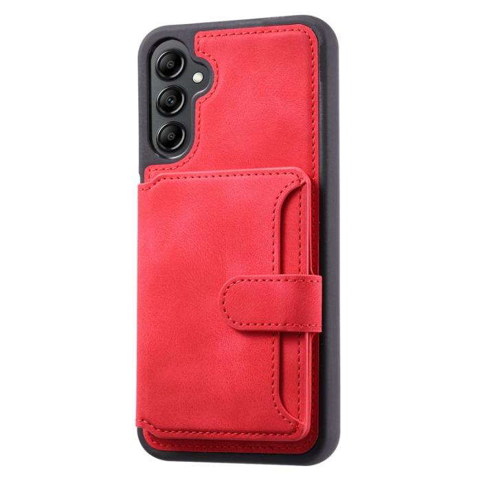 OEM - Plånboksfodral för Samsung Galaxy S26 TPU + Äkta läder - Röd