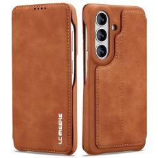 LC.imeeke - LC.IMEEKE Mobilfodral f&ouml;r Samsung Galaxy S26 Konstl&auml;der Kortfack - Brun