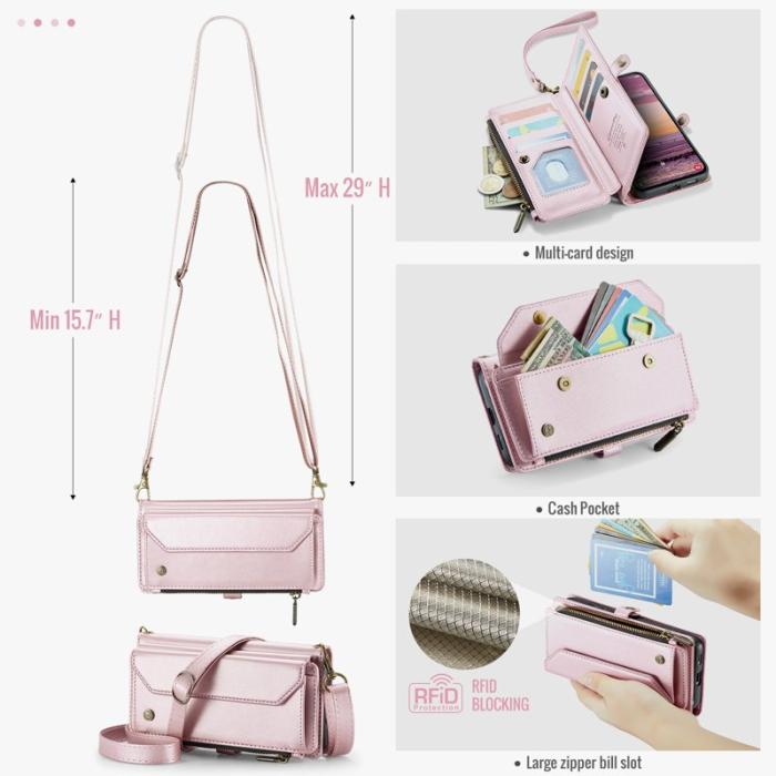 Caseme - CASEME Plånboksfodral Konstläder till Samsung Galaxy S25 Edge - Rosa