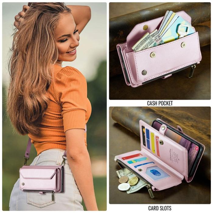 Caseme - CASEME Plånboksfodral Konstläder till Samsung Galaxy S25 Edge - Rosa