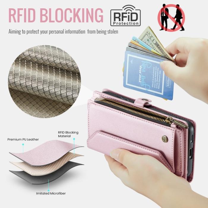 Caseme - CASEME Plånboksfodral Konstläder till Samsung Galaxy S25 Edge - Rosa