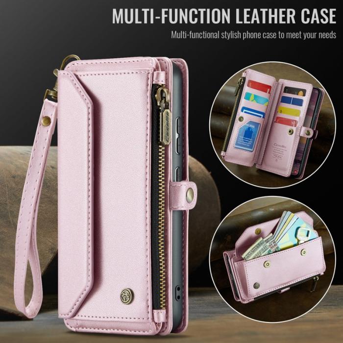 Caseme - CASEME Plånboksfodral Konstläder till Samsung Galaxy S25 Edge - Rosa