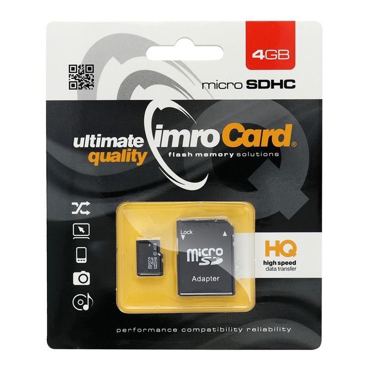 Imro Minneskort MicroSD 4GB Med Adapter Klass 10 UHS | 288 | AlltMobil