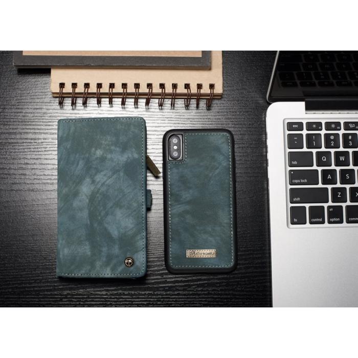 Caseme - CASEME Detachable 2-in-1 KonstLäder Plånboksfodral Mobilskal iPhone X - Grön