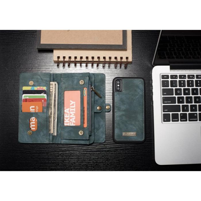 Caseme - CASEME Detachable 2-in-1 KonstLäder Plånboksfodral Mobilskal iPhone X - Grön