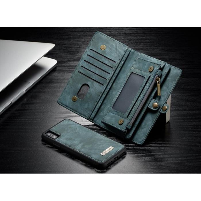 Caseme - CASEME Detachable 2-in-1 KonstLäder Plånboksfodral Mobilskal iPhone X - Grön