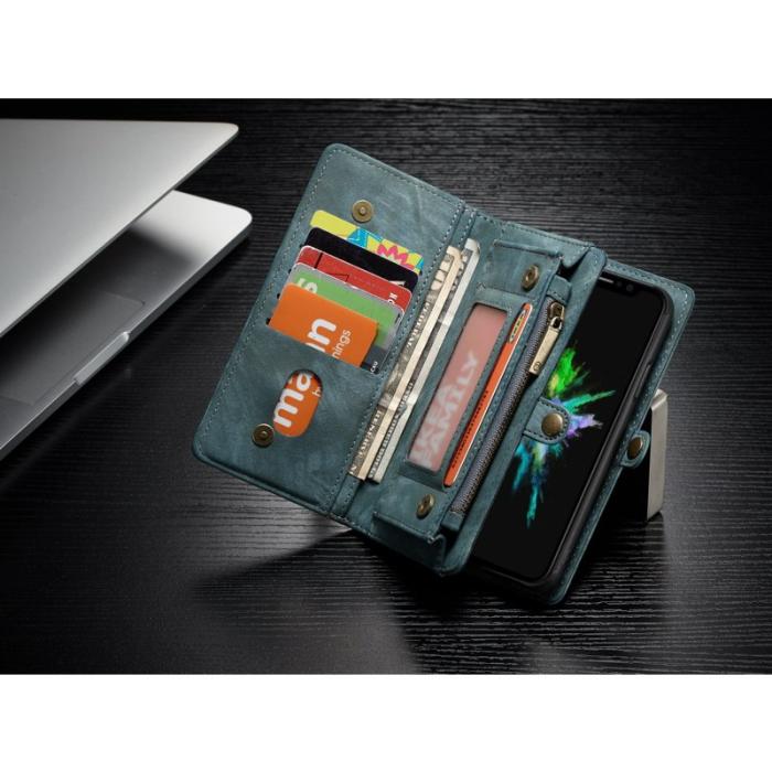 Caseme - CASEME Detachable 2-in-1 KonstLäder Plånboksfodral Mobilskal iPhone X - Grön