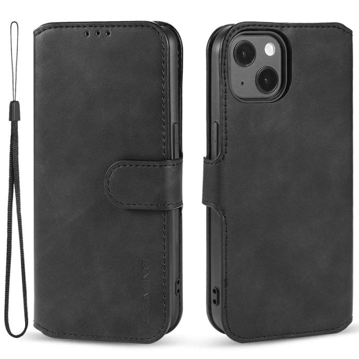 DG.MING - DG.MING iPhone 14 Plus Plånboksfodral Anti-scratch Konstläder Svart