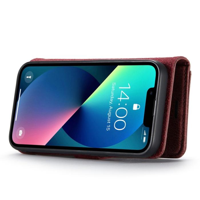 DG.MING - DG.MING iPhone 14 Plus Plånboksfodral i Äkta läderMagnetisk Röd