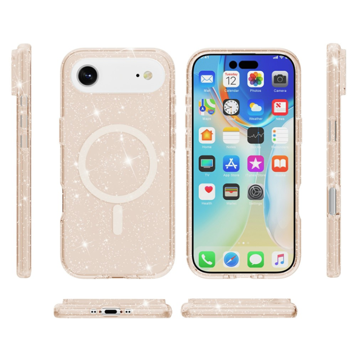 A-One Brand - iPhone 17 Air Mobilskal MagSafe Puderglitter - Guld
