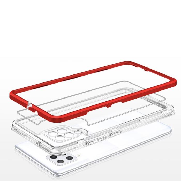 OEM - Galaxy A42 5G Skal Clear 3in1 - Röd
