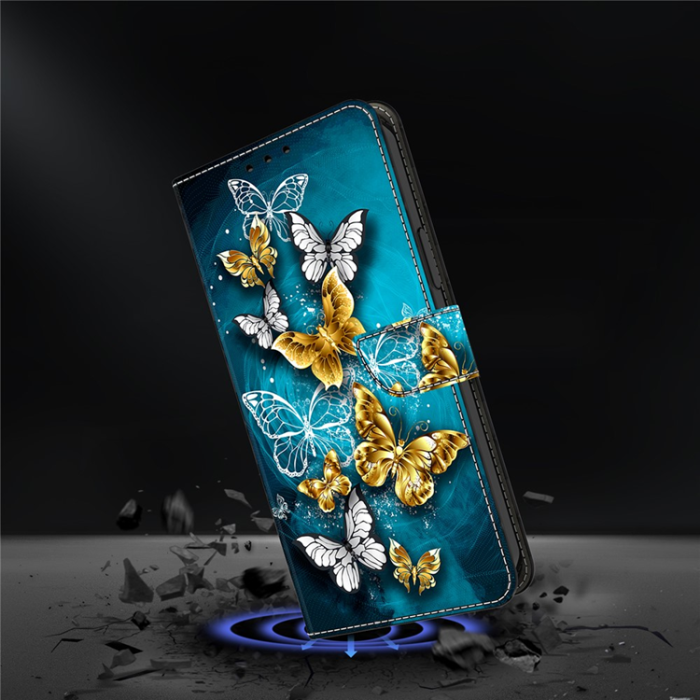 A-One Brand - Galaxy A17 5G Plånboksfodral Pattern Printing - Gold Butterfly