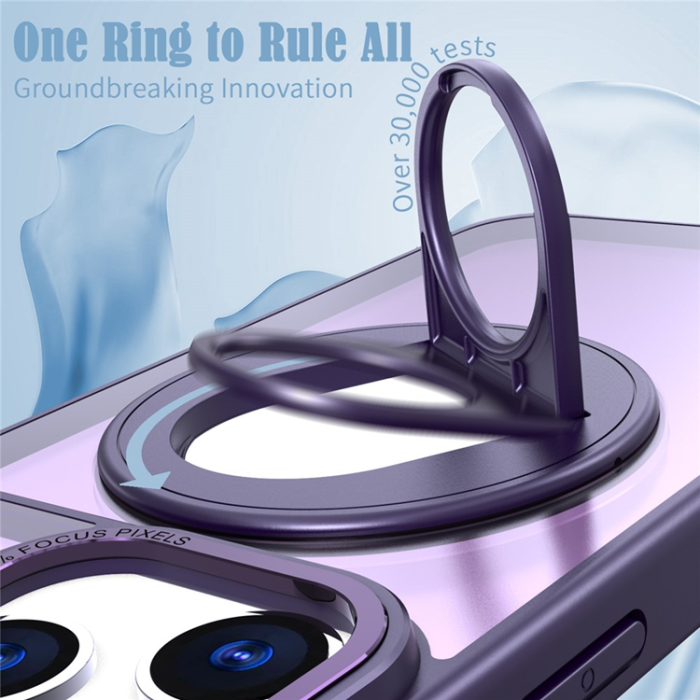 A-One Brand - iPhone 17 Pro Max Mobilskal MagSafe Rotating Kickstand Clear - Lila