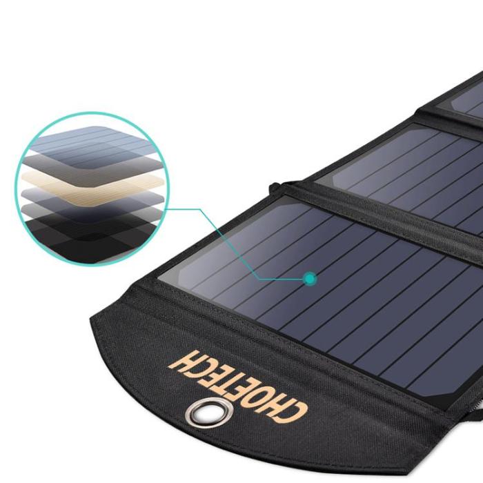 Choetech - Choetech Foldable 2x USB Solladdare 19W - Svart