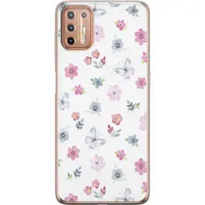 iSecrets - Mobilskal till Motorola Moto G9 Plus med Blommor och fj&auml;rillar