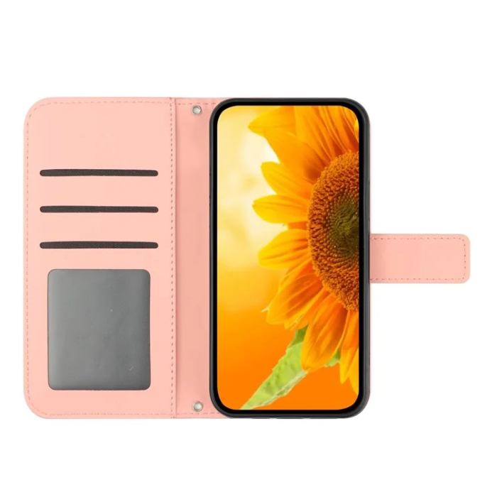 A-One Brand - iPhone 17 Pro Max Plånboksfodral Sunflower Imprint - Ljusrosa