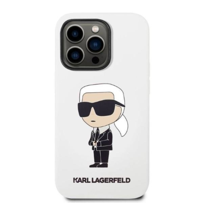KARL LAGERFELD - Karl Lagerfeld iPhone 14 Pro Skal Silicone Ikonik - Vit