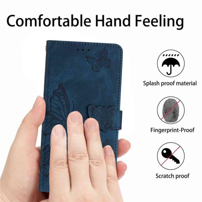 OEM - Samsung Galaxy S26 Ultra Fodral Fjärilsdesign Konstläder - Blå