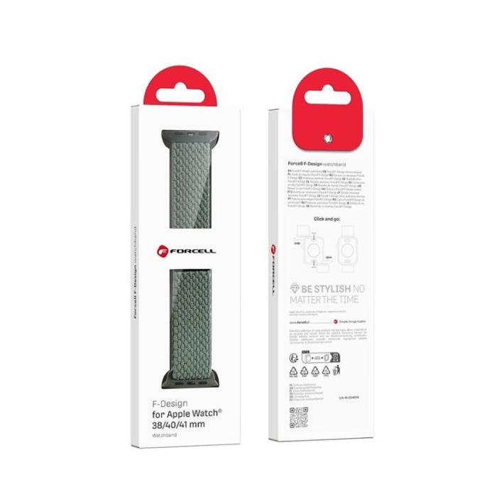 Forcell - Forcell Apple Watch (38/40/41mm) Armband Magnetic Nylon - Mörk Olive