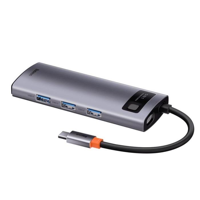 BASEUS - Baseus 5in1 Multifunktionell HUB USB-C 100 W - Grå