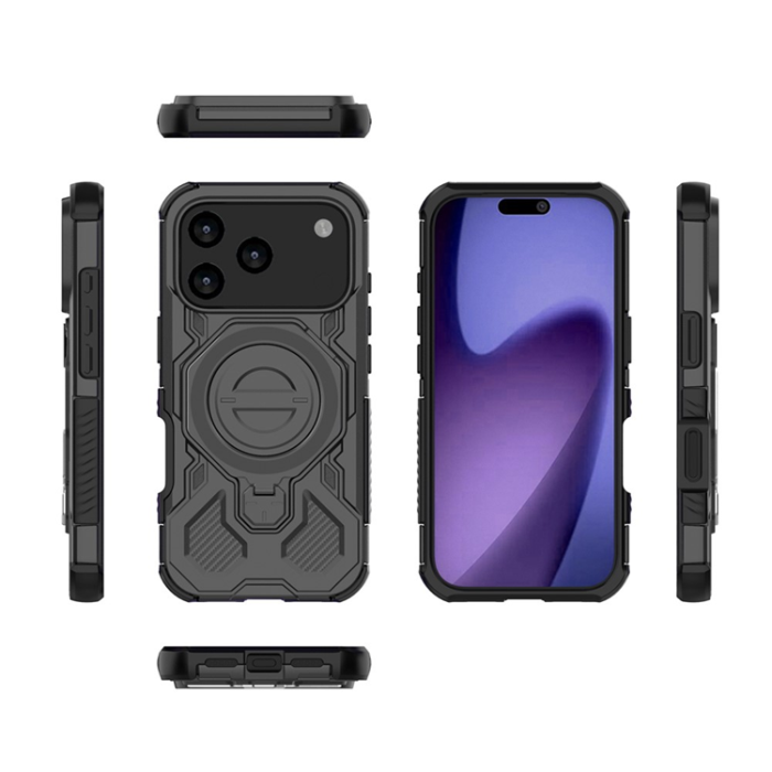 A-One Brand - iPhone 17 Pro Max Mobilskal Rotating Kickstand - Svart
