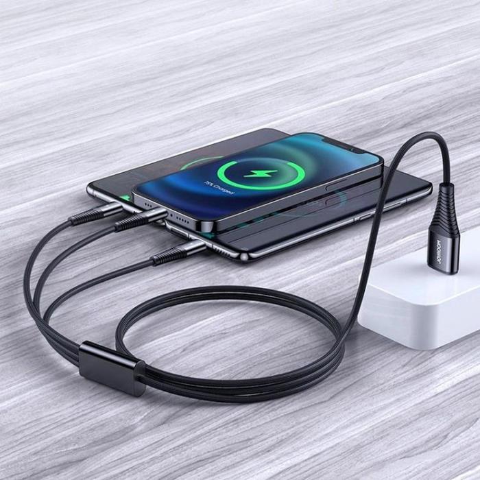 UTGATT1 - Joyroom 3in1 USB-C , Lightning , Micro-Usb Kabel 120cm - Svart