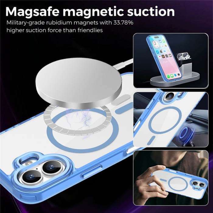 A-One Brand - iPhone 17 Mobilskal MagSafe TPU+PC Transparent - Blå