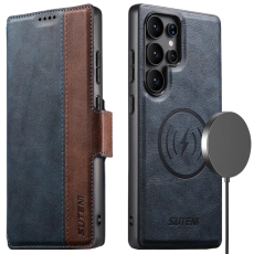 SUTENI - SUTENI Galaxy S23 Ultra Plånboksfodral Magsafe Cowhide - Blå