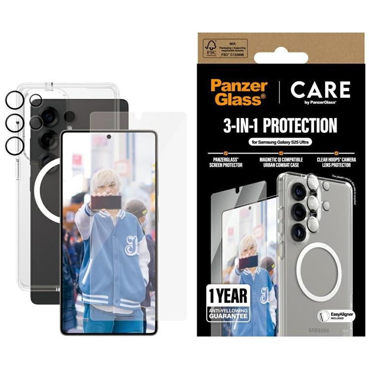 [3in1] CARE by PanzerGlass Galaxy S25 Ultra Skal Härdat Glas Kameralinsskydd | 5468 | AlltMobil