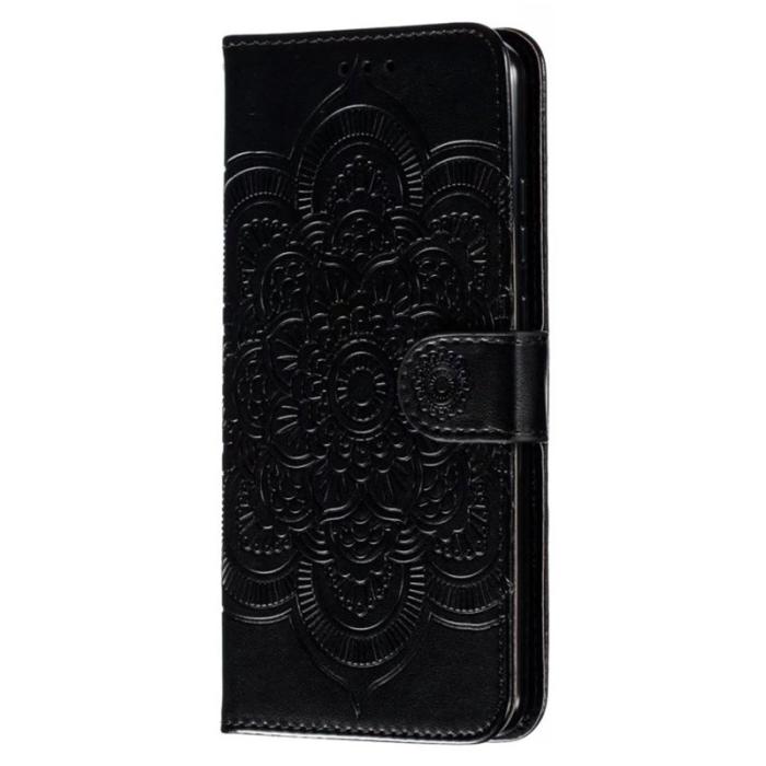 OEM - Samsung Galaxy S26 Plånboksfodral Konstläder Mandala Tryck - Svart