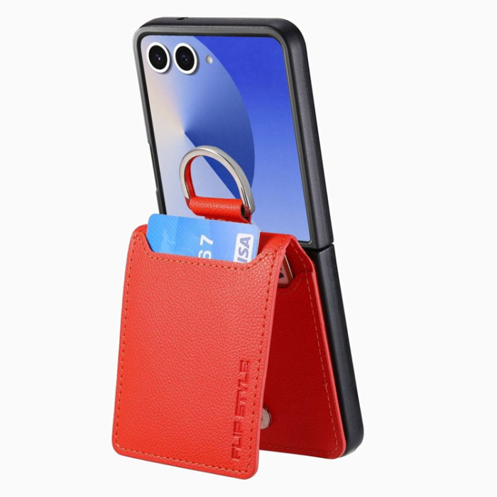 A-One Brand - Galaxy Z Flip 7 Mobilskal Korthållare Kickstand - Orange