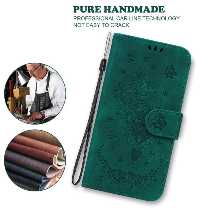 OEM - Samsung Galaxy S26 / S26 Pro Plånboksfodral Konstläder Butterfly Blomma - Grön