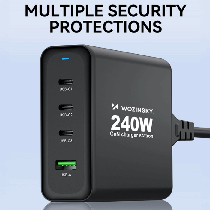 Wozinsky - Wozinsky Väggladdare USB-A/3 x USB-C 240W GaN - Svart