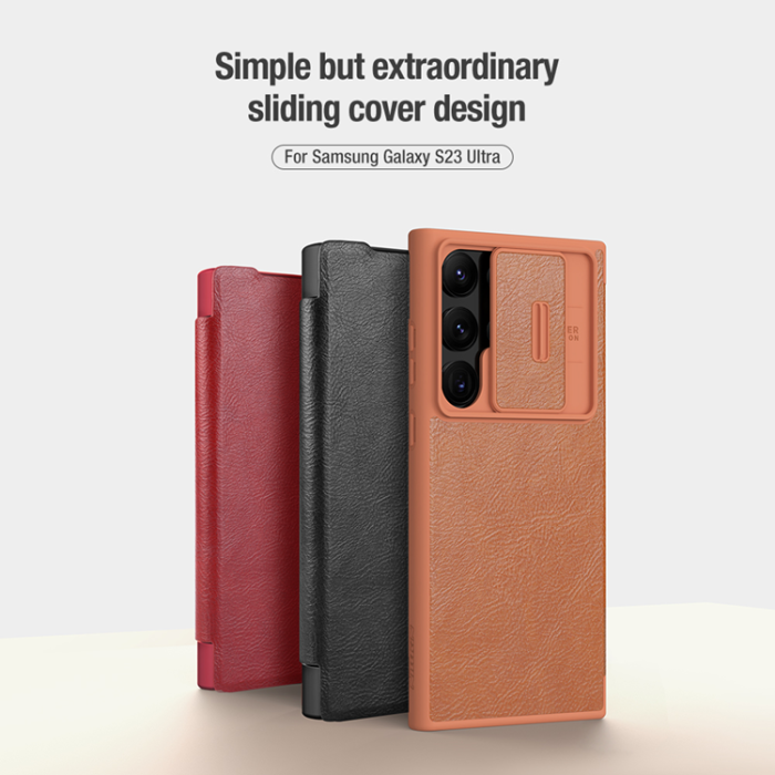 Nillkin - Nillkin Galaxy S23 Ultra Plånboksfodral Qin Pro - Brun