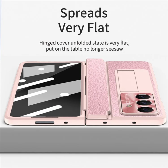 A-One Brand - Galaxy Z Fold7 5G Mobilskal läder + PC Kickstand - Rosa