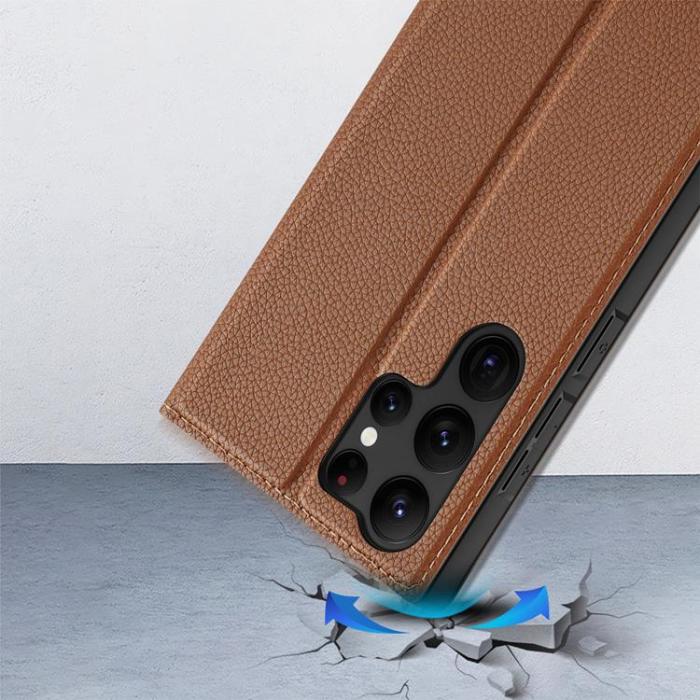 Dux Ducis - Dux Ducis Galaxy S23 Ultra Plånboksfodral Skin X2 - Brun