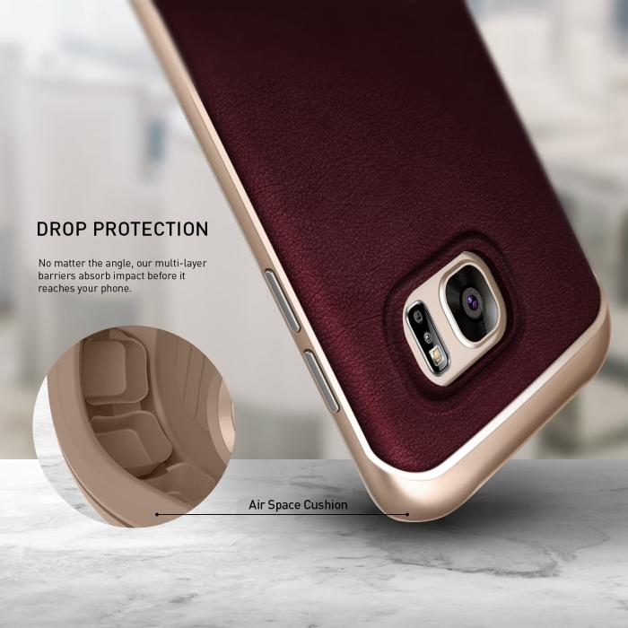 UTGATT5 - Caseology Envoy Äkta Läder Skal till Samsung Galaxy S7 Edge - VinRöd