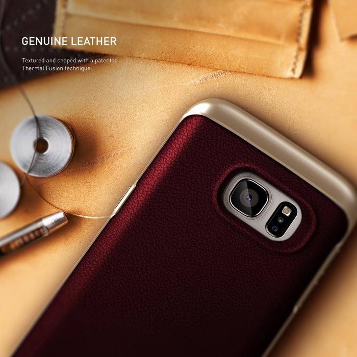 UTGATT5 - Caseology Envoy Äkta Läder Skal till Samsung Galaxy S7 Edge - VinRöd