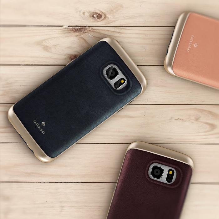 UTGATT5 - Caseology Envoy Äkta Läder Skal till Samsung Galaxy S7 Edge - VinRöd
