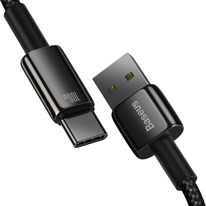BASEUS - Baseus Tungsten USB-C till USB-A kabel 100W 1m - Svart