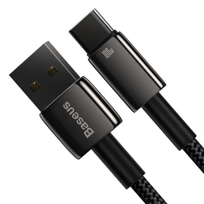 BASEUS - Baseus Tungsten USB-C till USB-A kabel 100W 1m - Svart