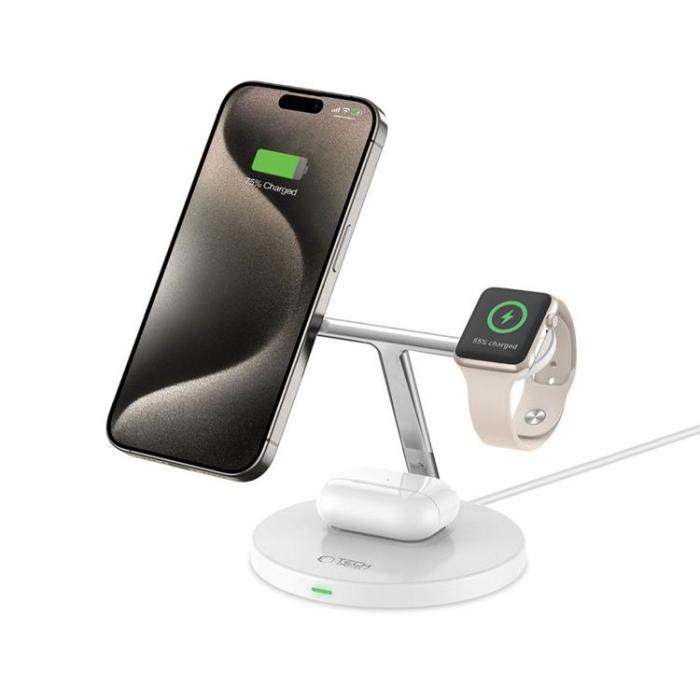Tech-Protect - Tech-Protect 3-in-1 Trådlös Laddare Magsafe iPhone, Apple Watch, AirPods - Vit