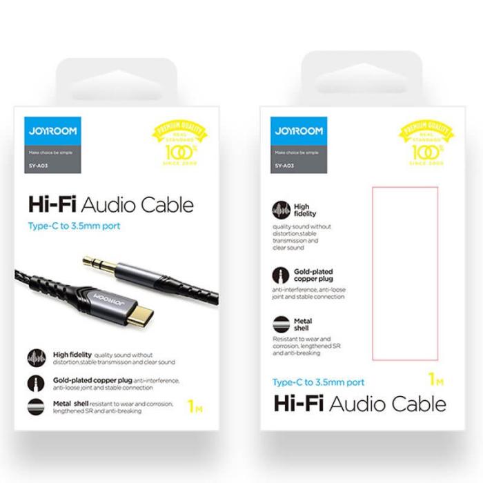 UTGATT - Joyroom stereo audio AUX 3,5 mm mini jack -USB-C smartphone 1 m